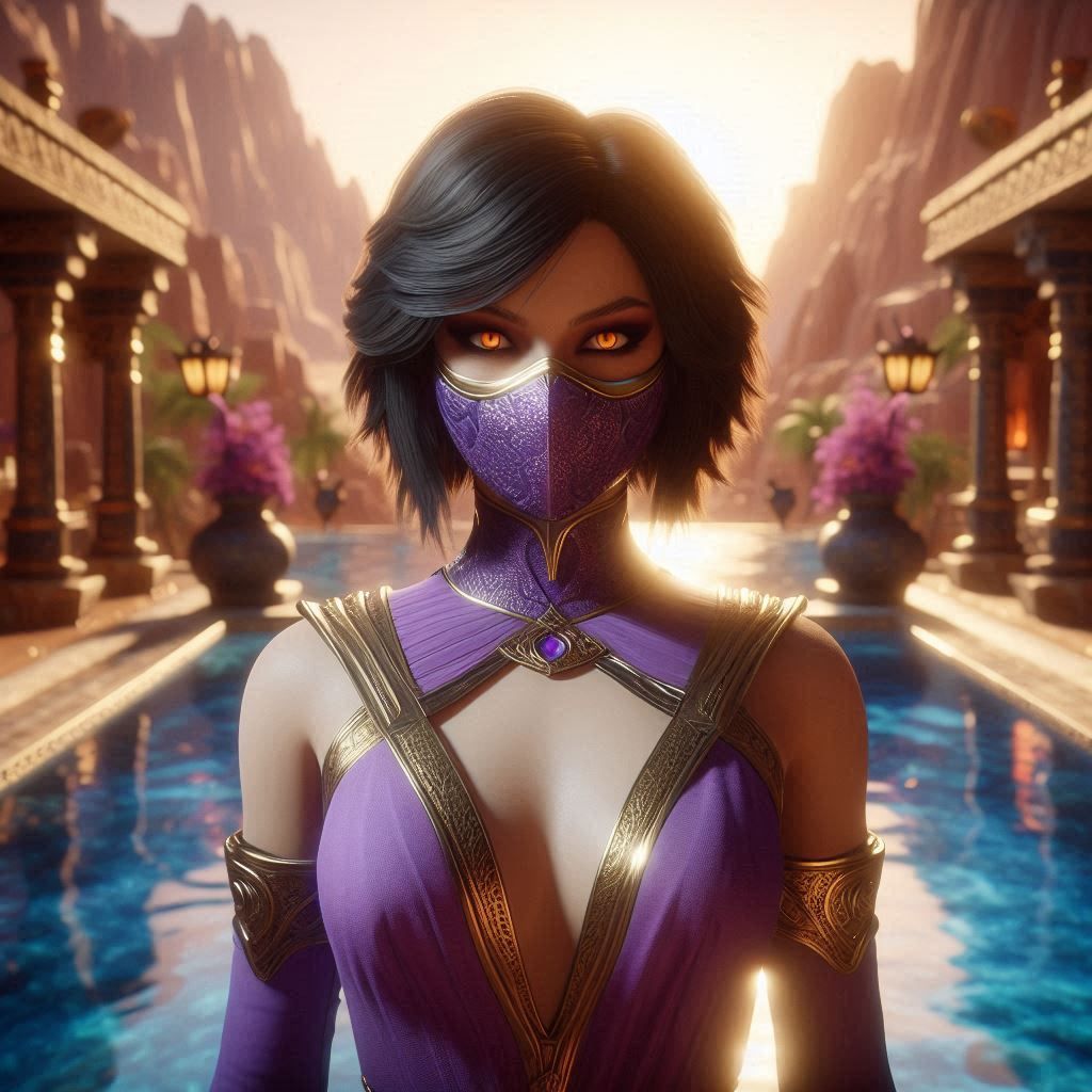 Mileena in a royal swimming pool