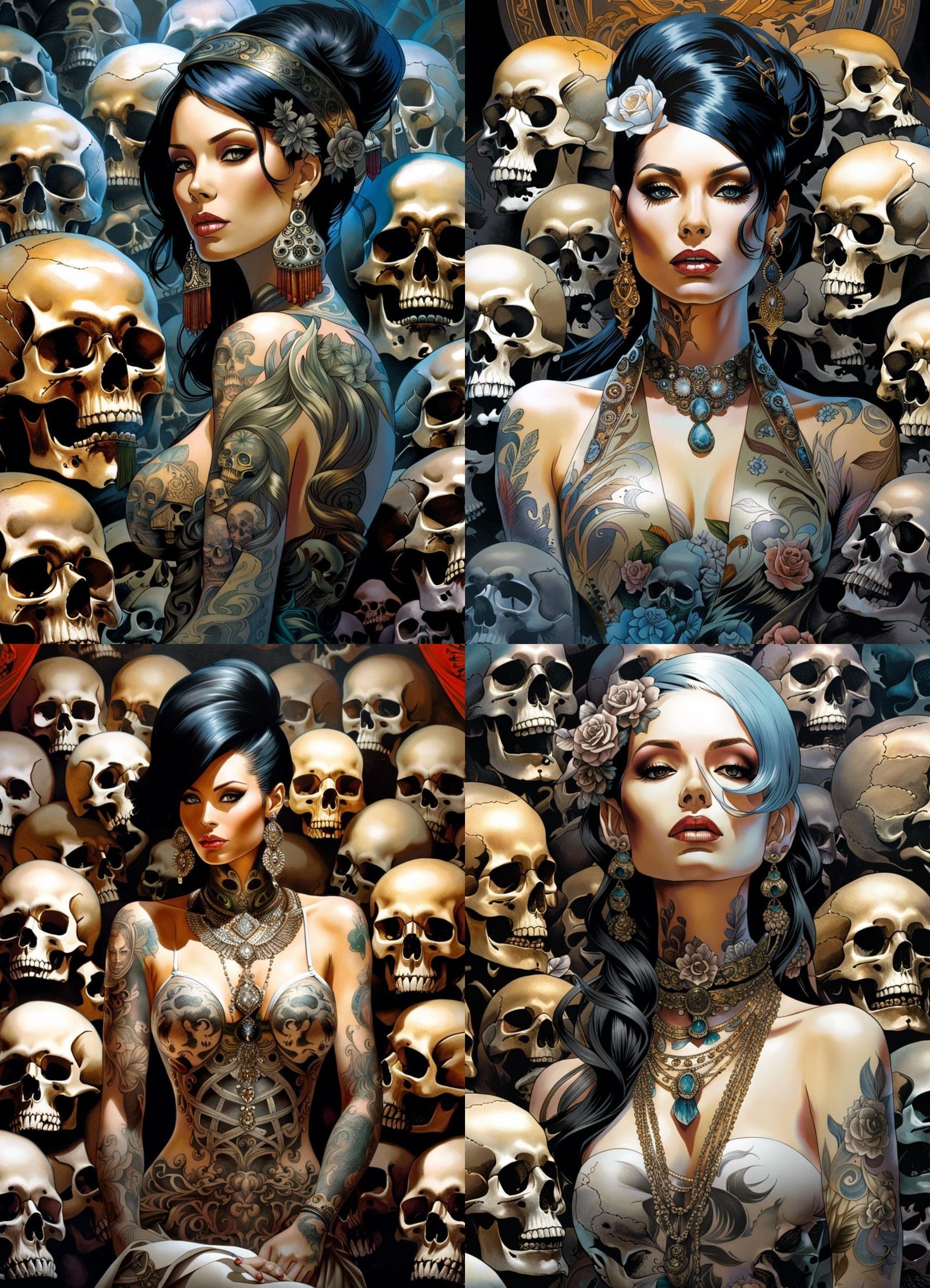 Mesmerizing beautiful woman, cool skull tattoos woman being ...