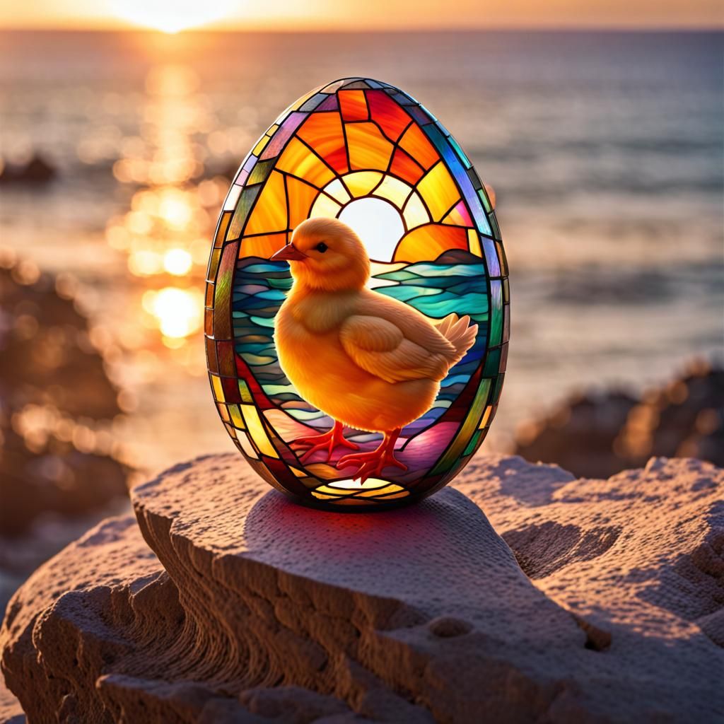 Chick in a stained glass egg  by @Nanou the only real one