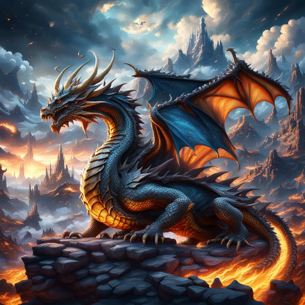 DRAGON IN SKY - AI Generated Artwork - NightCafe Creator