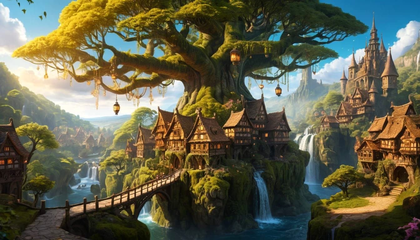 The Great Tree! The main focus of a fantastical medieval village