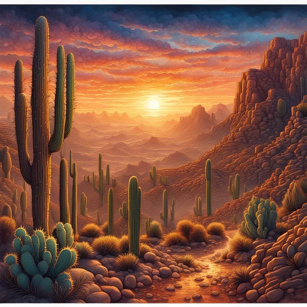 Canyon desert sunset AI Generated Artwork NightCafe Creator