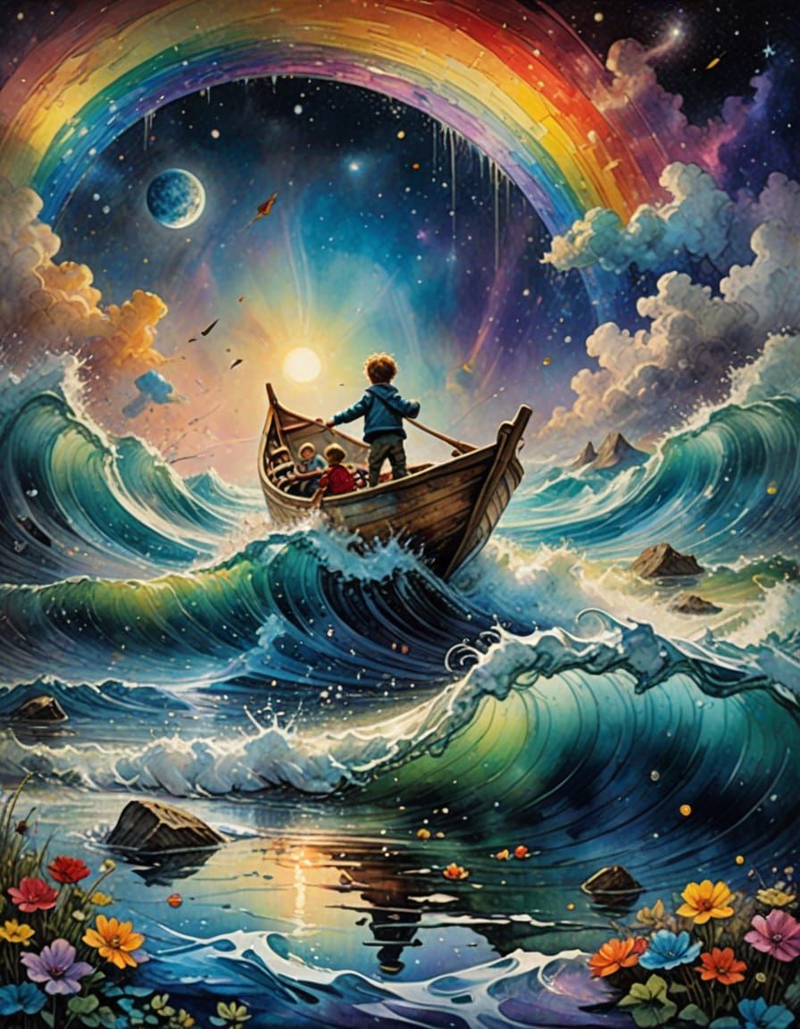 Rainbow boat  by @Roswarcus