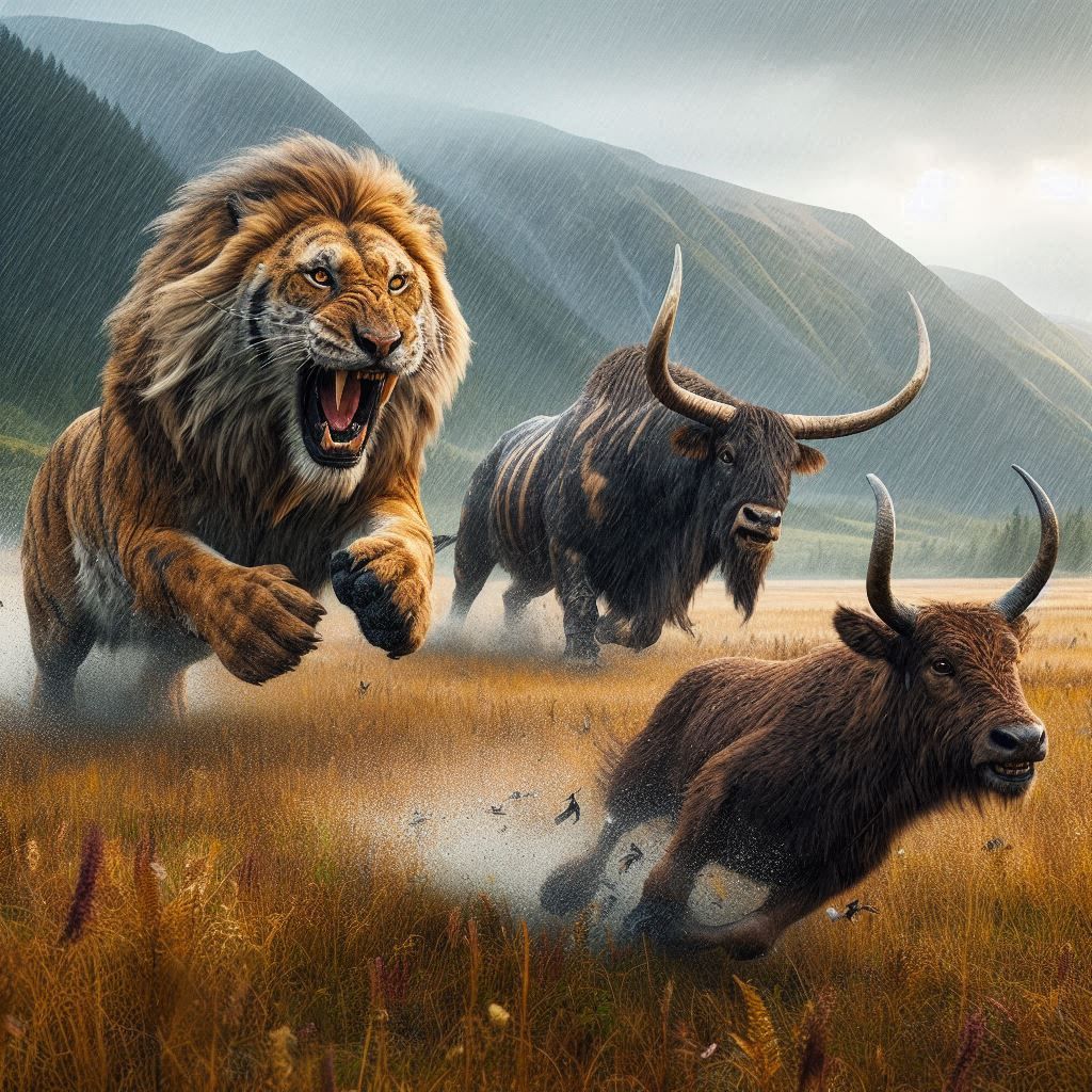 Life in the Pleistocene : Panthera fossilis (Early Cave lion...