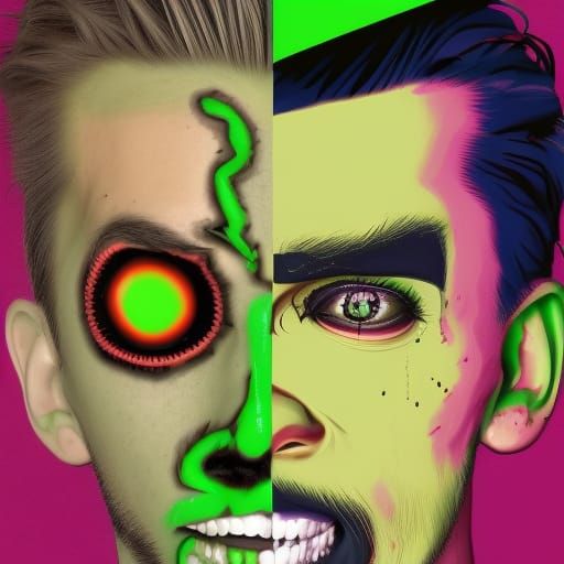 Jacksepticeye as Two-Face with half his face looking normal ...