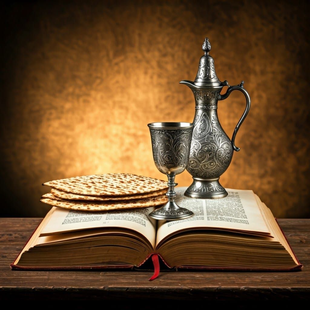 Open Book with Golden Lighting and Ancient Hebrew Elegance