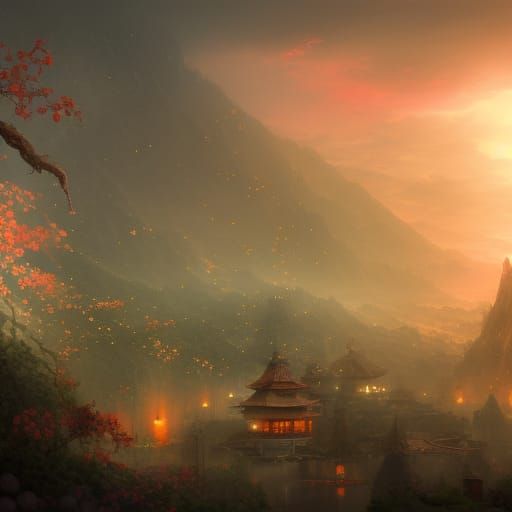 Tang Dynasty Girl with Lantern at Night