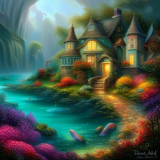 Dreamy house landscape - AI Generated Artwork - NightCafe Creator