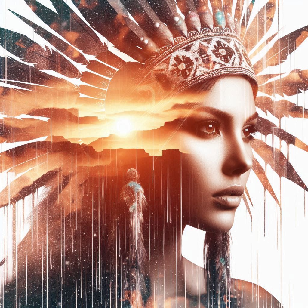 double exposure beautiful fantasy DALL-E 3 portrait landscape..