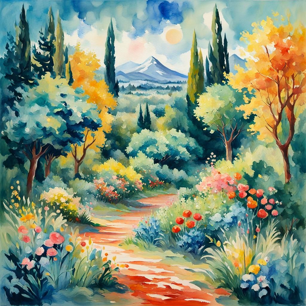 Abstract Gouache Watercolor Impressionist Painting