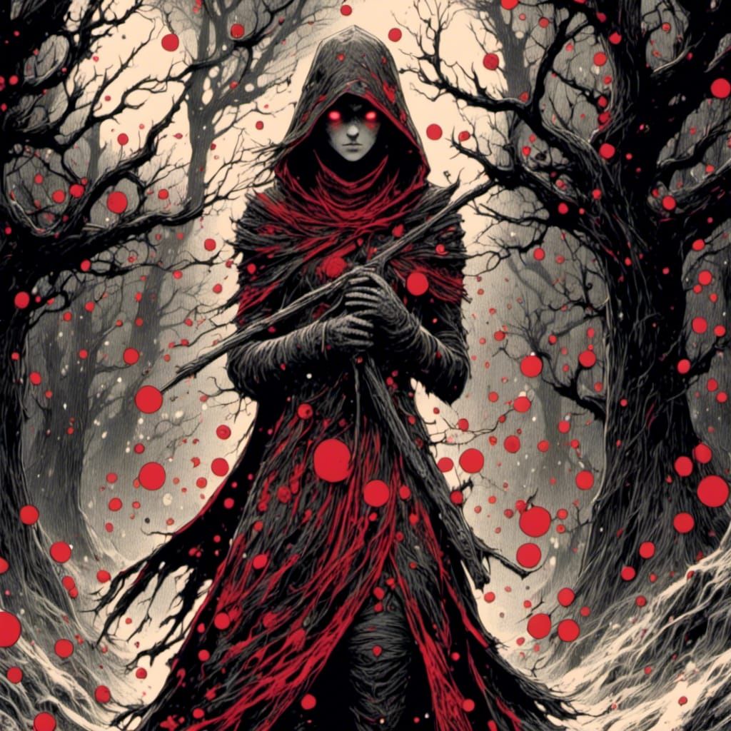 <lora:Lebowski White lines:1.0> Red Ridding Hood made of multiples sketched straight whites lines . <lora:Lebowski:1.0> 