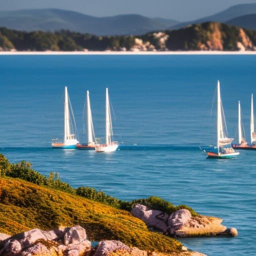 Very detailed Ocean with sailboats