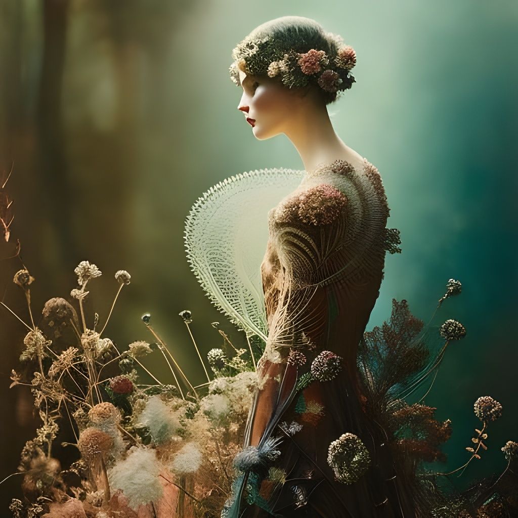 Ethereal Ballerina: Double Exposure Collage in Art Nouveau S...