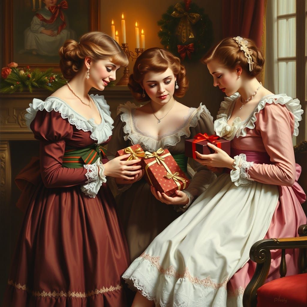 Best Friends Sharing Christmas Gifts  by @Radobe