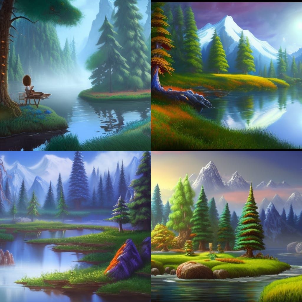 Bob Ross painting happy little trees AI Generated Artwork