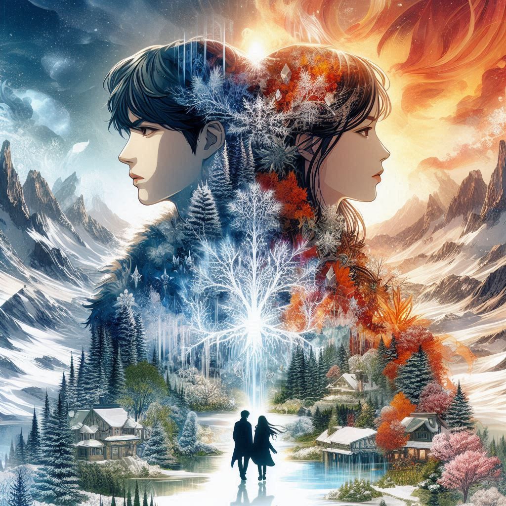 Double exposure couple portrait