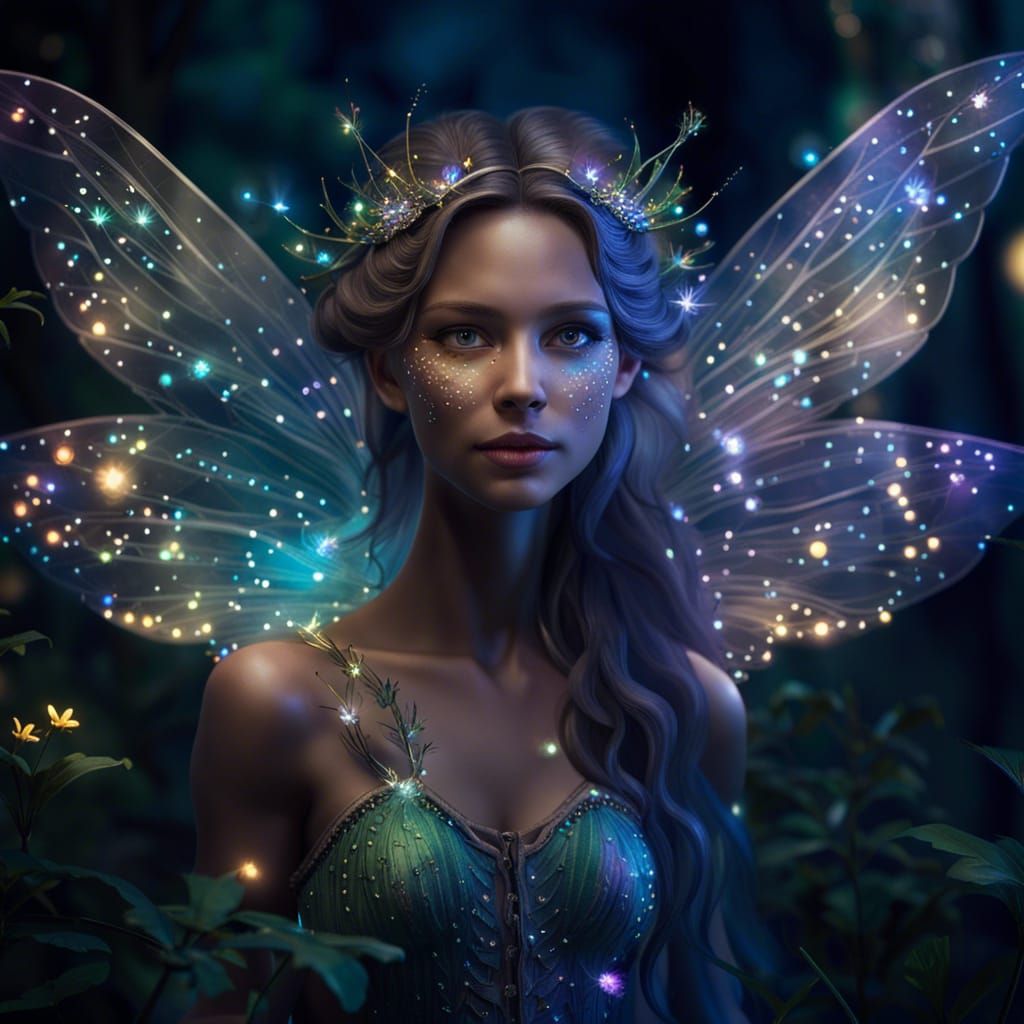 The most beautiful elegant stunning fairy with iridescent wings ...