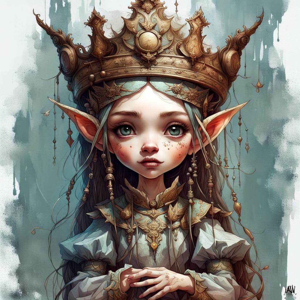 ""A cute puppet Queen Elf , award winning , masterpiece , insane