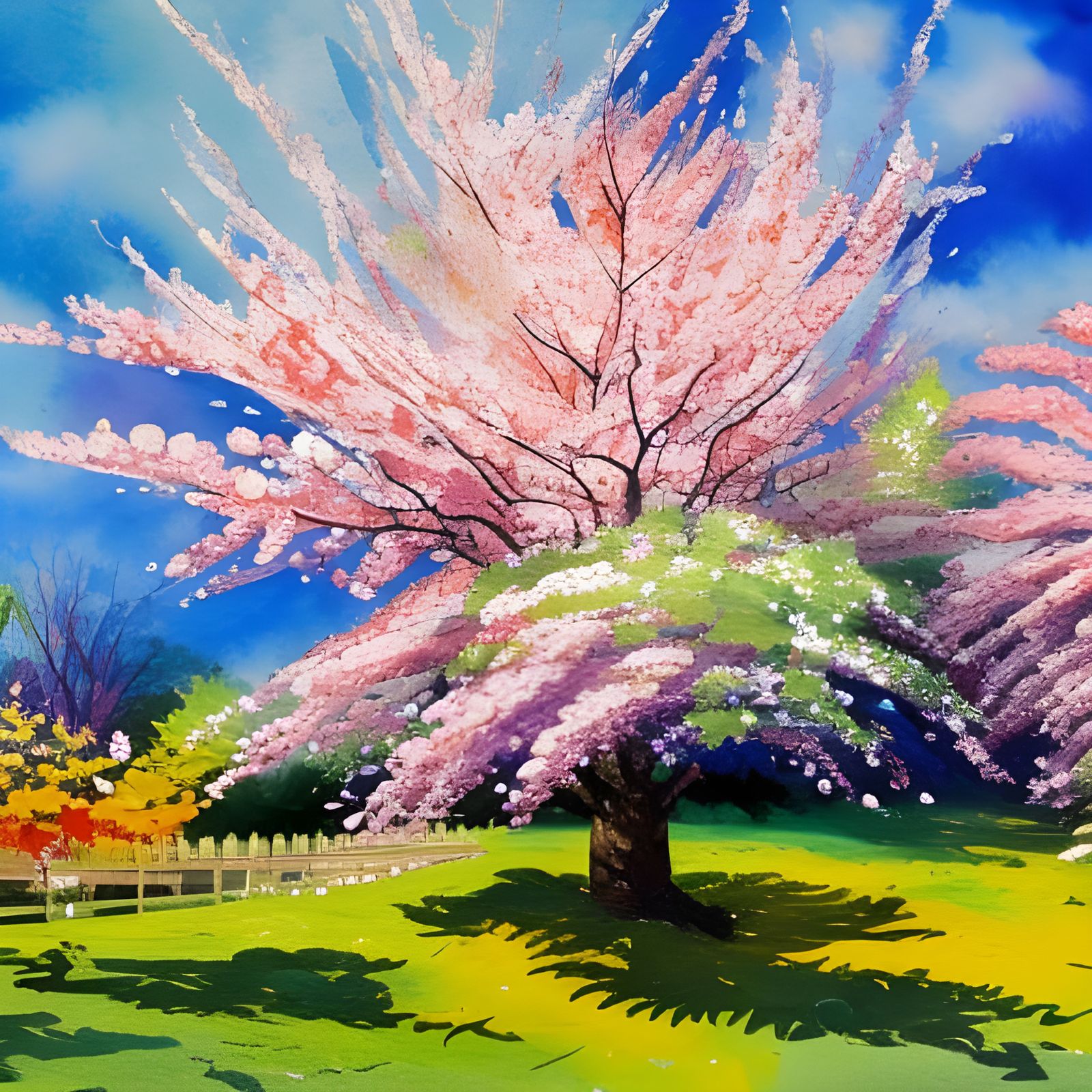 Cherry Blossom in the Garden - AI Generated Artwork - NightCafe Creator