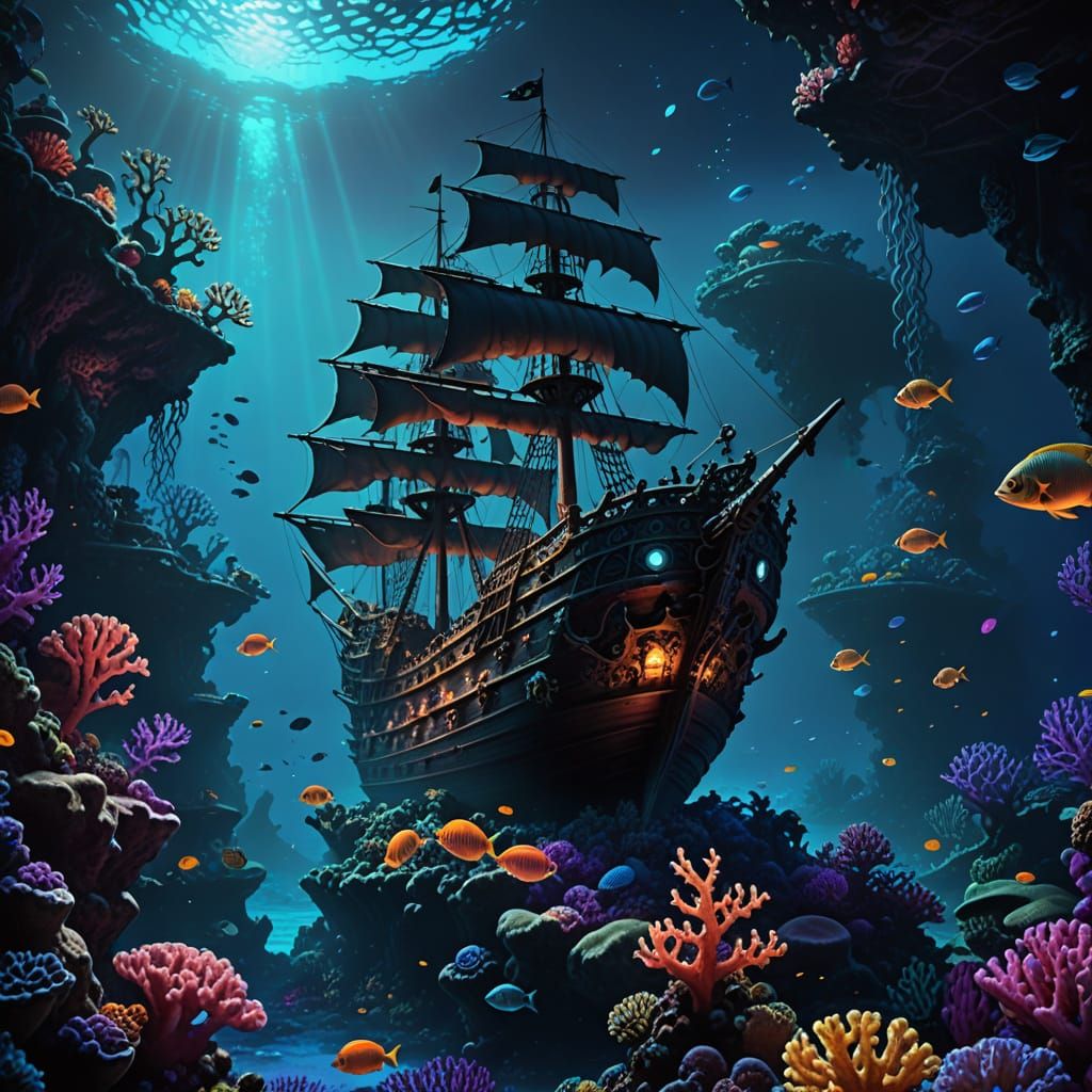 Underwater Pirate Ship  by @Mina Moon