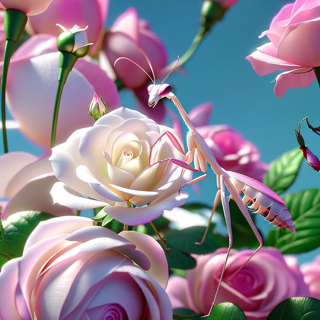 Mantis and the rose