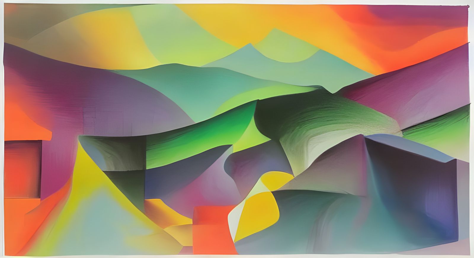 Landscape. Stripes Violet-Pink-ultramarine blue- Sepia-Black...