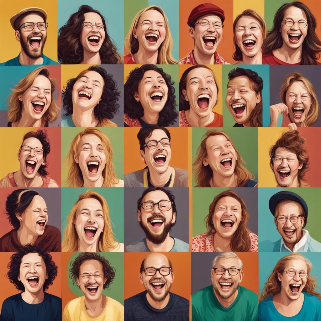Portraits highlighting contagious laughter, from subtle smil...
