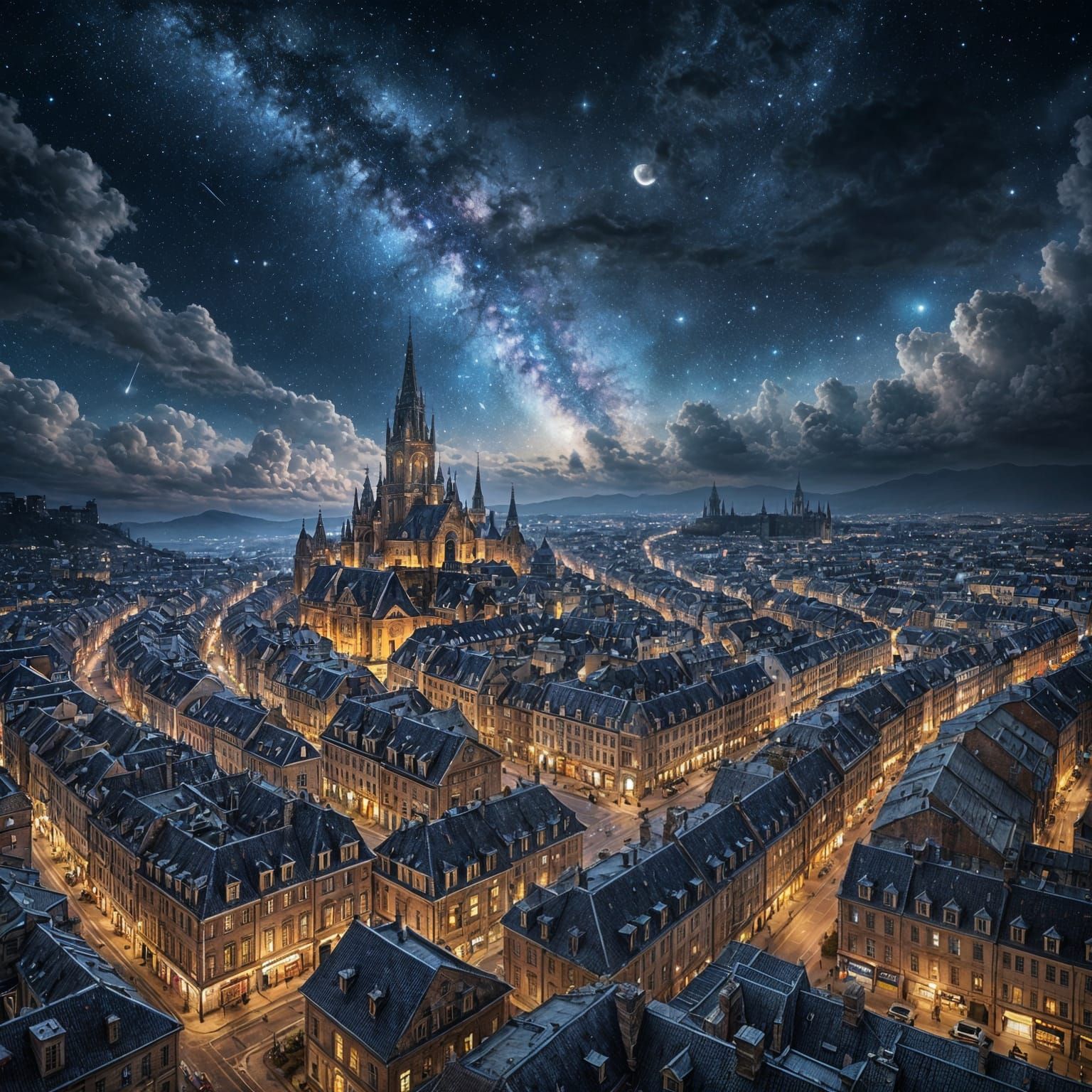 An ethereal city at night   by @theArchairez