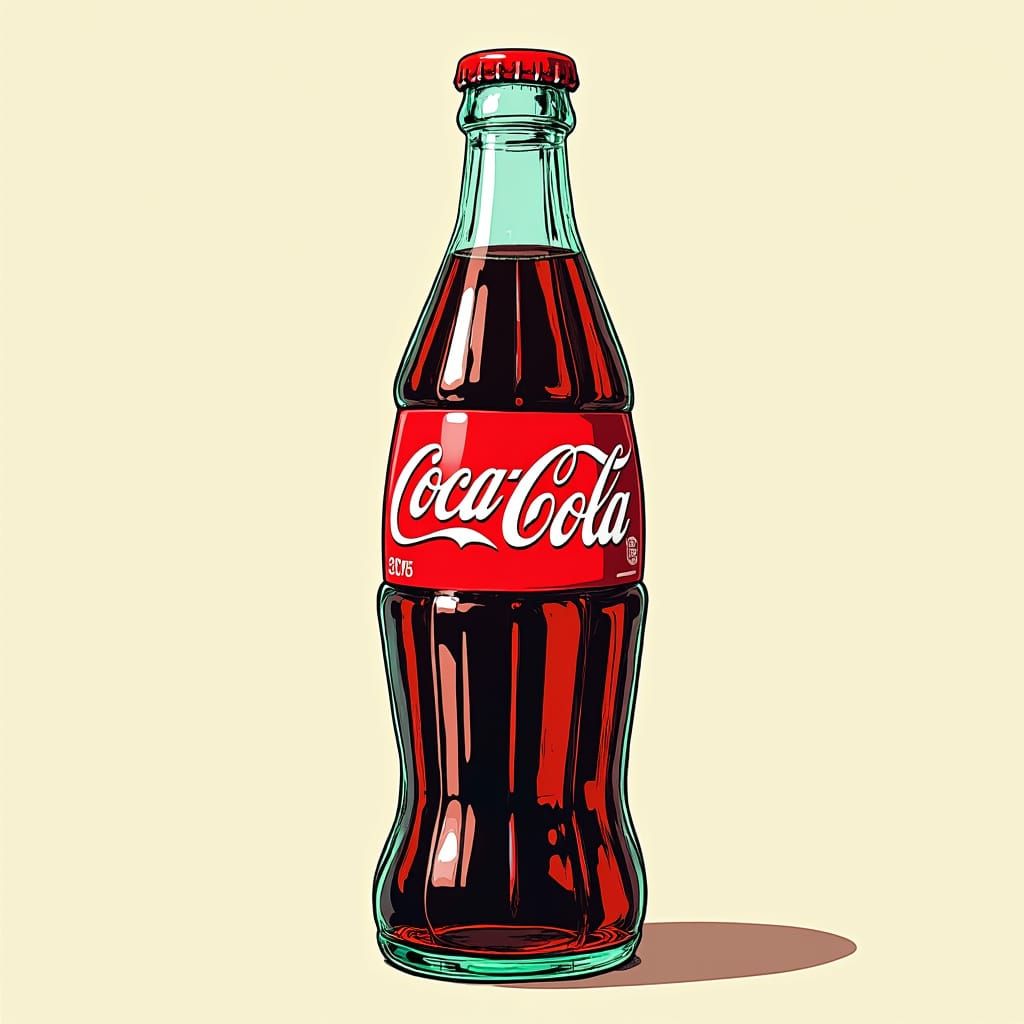 Colorful Manga Illustration of Coca-Cola Bottle