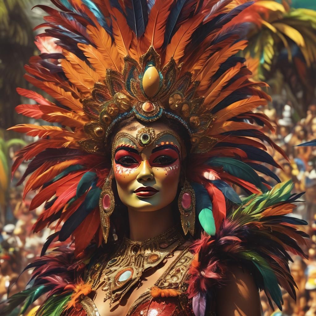 Brazilian Carnival Celebration in Vibrant Tropical Scenery