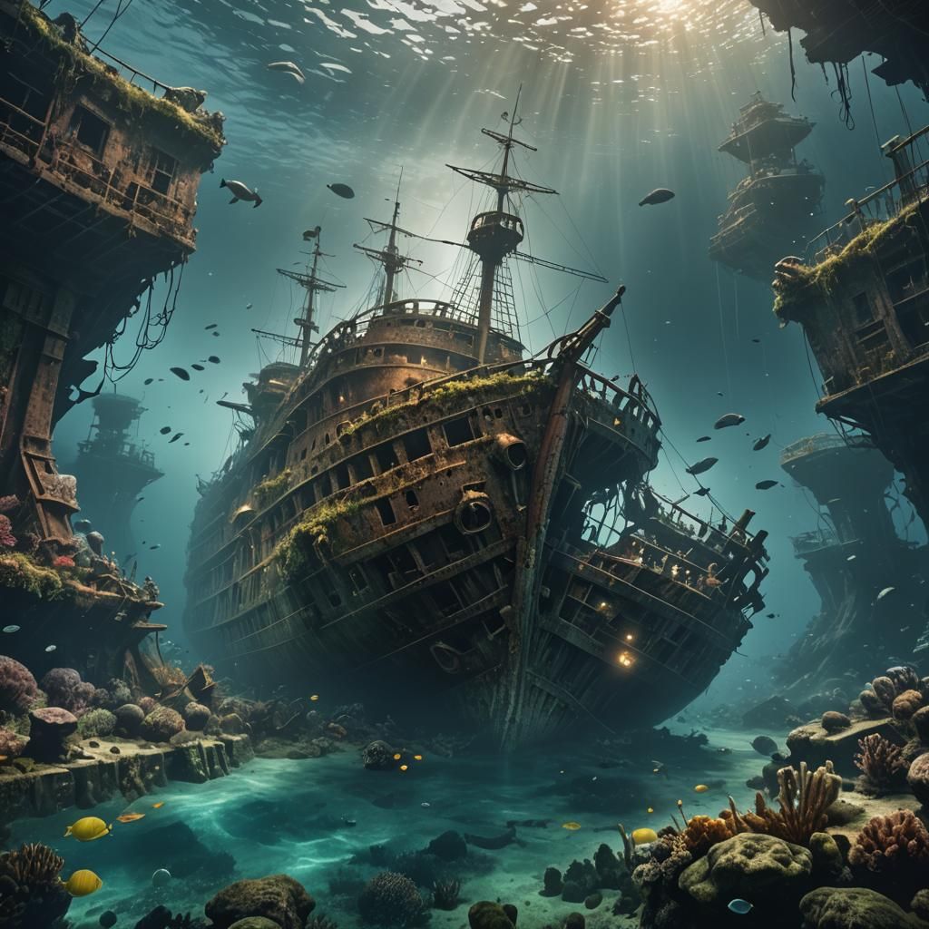 Underwater Shipwreck: Epic Digital Matte Painting