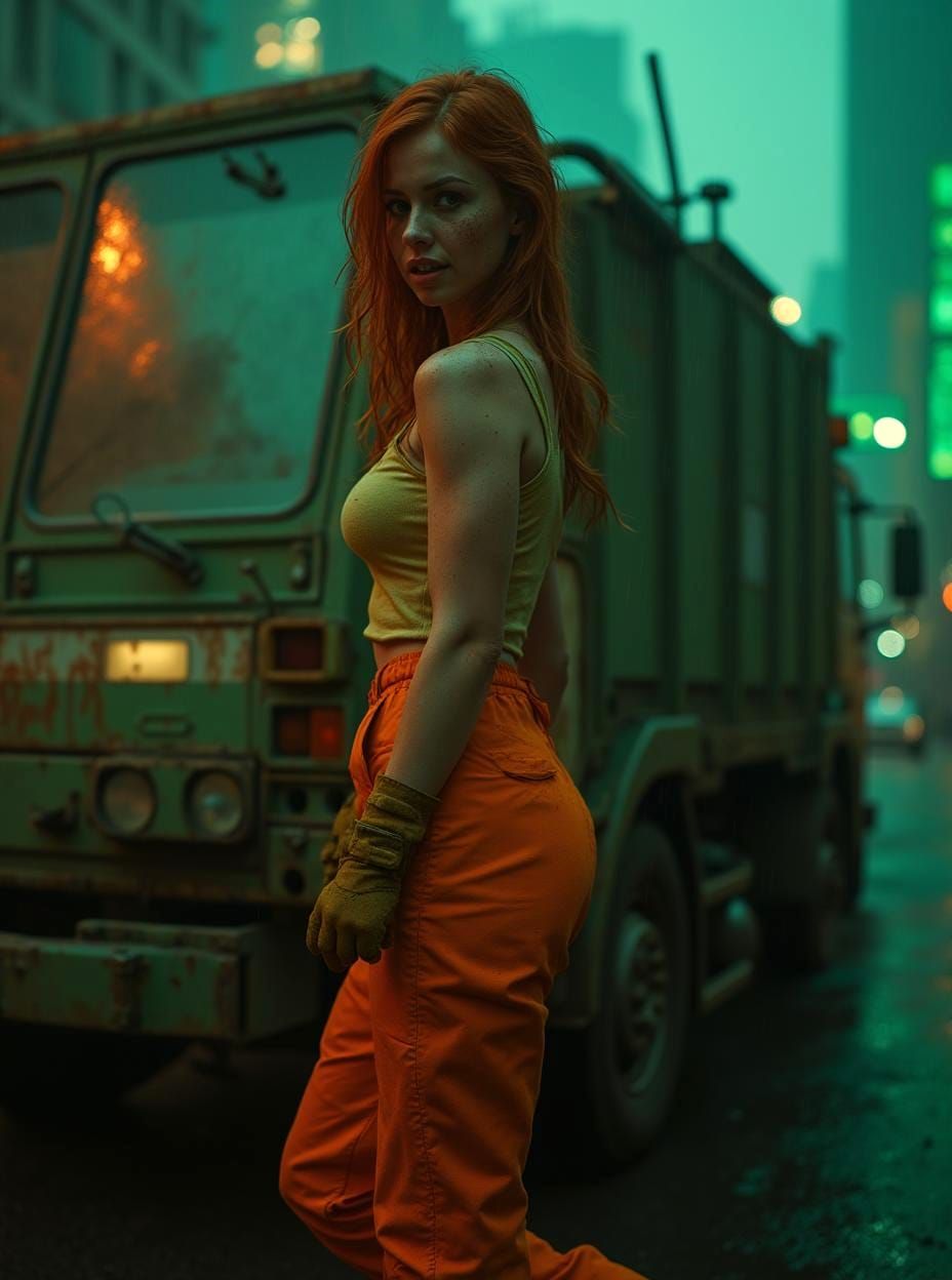 Orange & Green Garbage collector 05