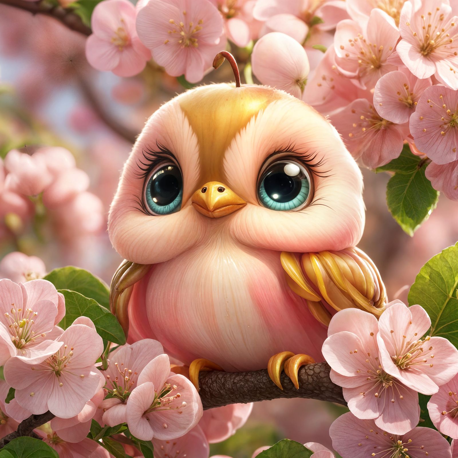 A cute turtle dove in a cherry tree   by @Bunnzo