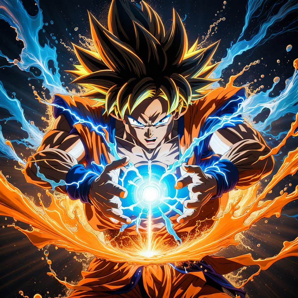 Goku chargin kamehameha, energy effect in splash_neon_uv_fruorescent ...