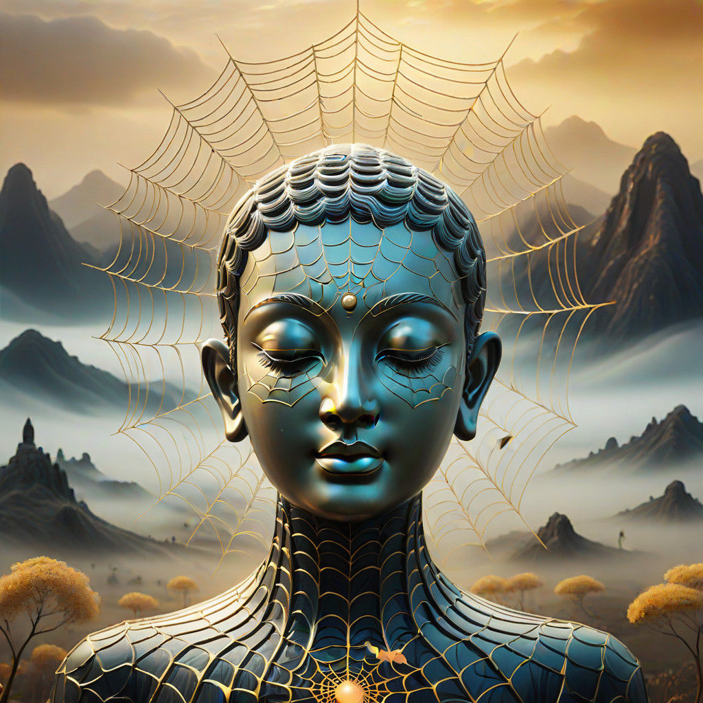 Surrealist Masterpiece: Contemplative Buddha Scene in Dreaml...