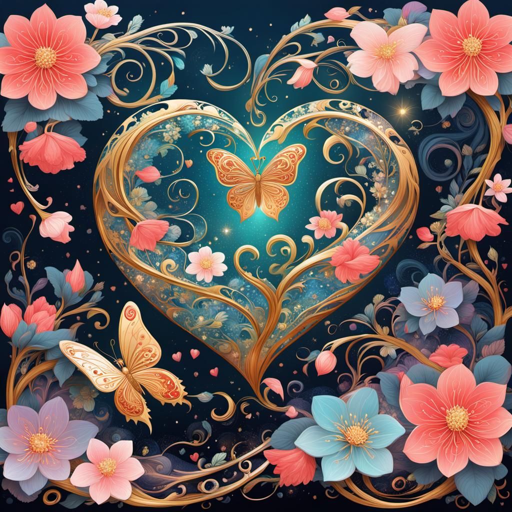 Valentine's Heart in a Magical Ukiyo-e World