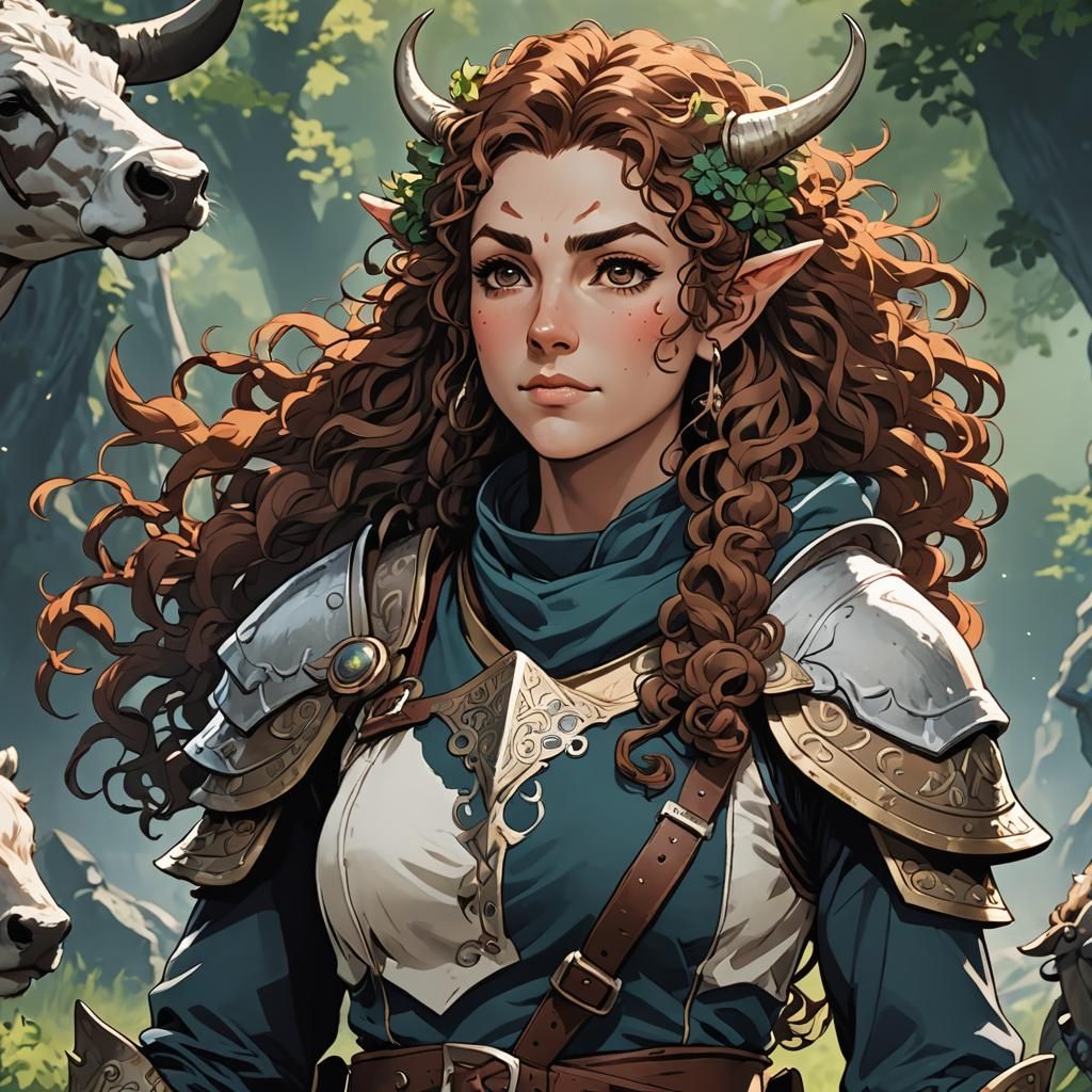 firbolg race, dnd, cleric, clothed, curly hair, female Masterpiece ...