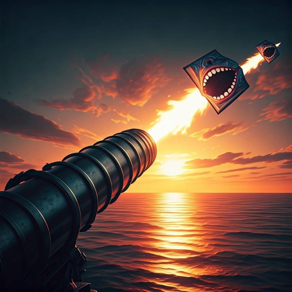 Fantastical Missile Launcher Fires Books Over Ocean