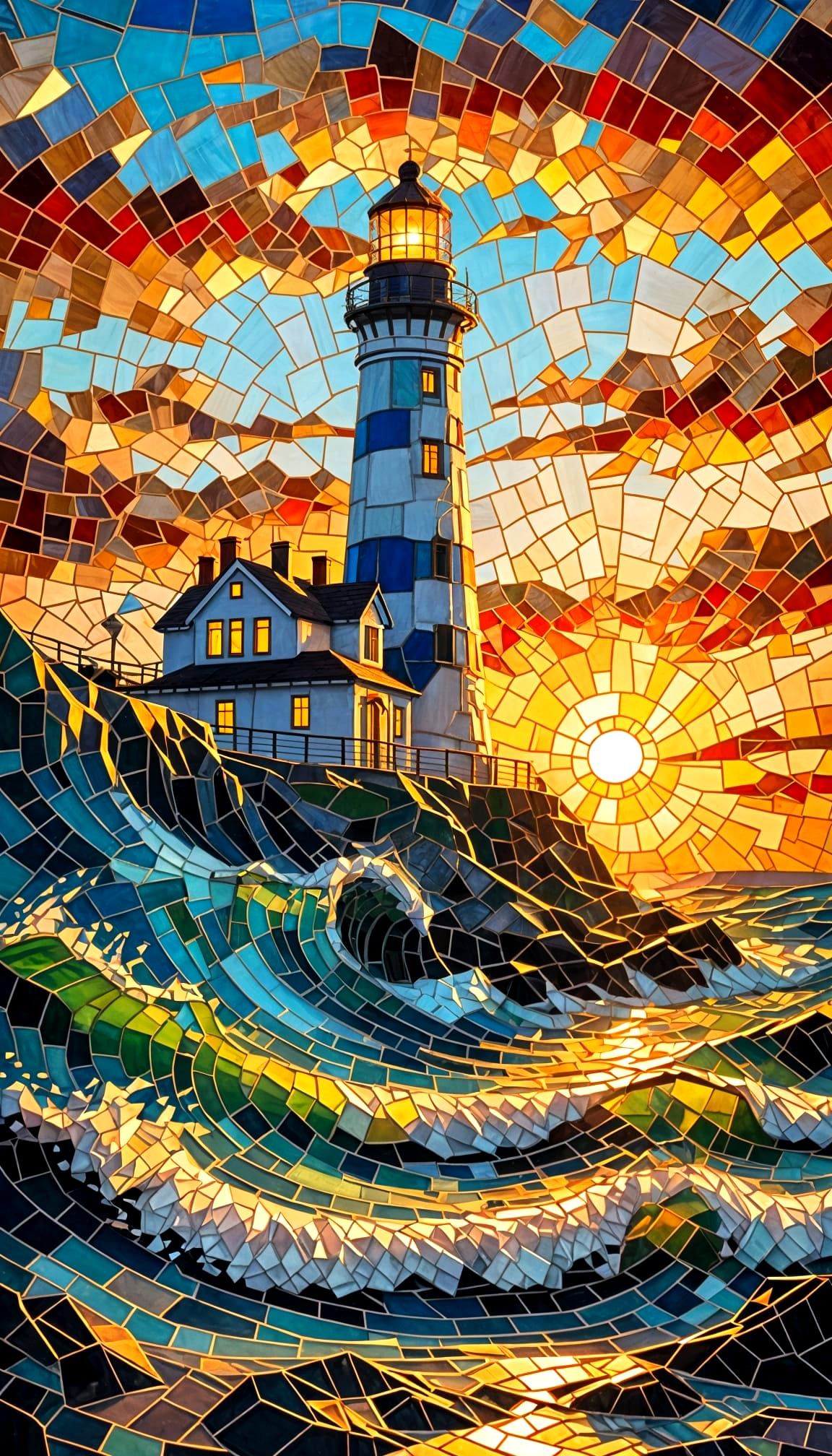Lighthouse Glass Art  by @Mr_Anime Manga