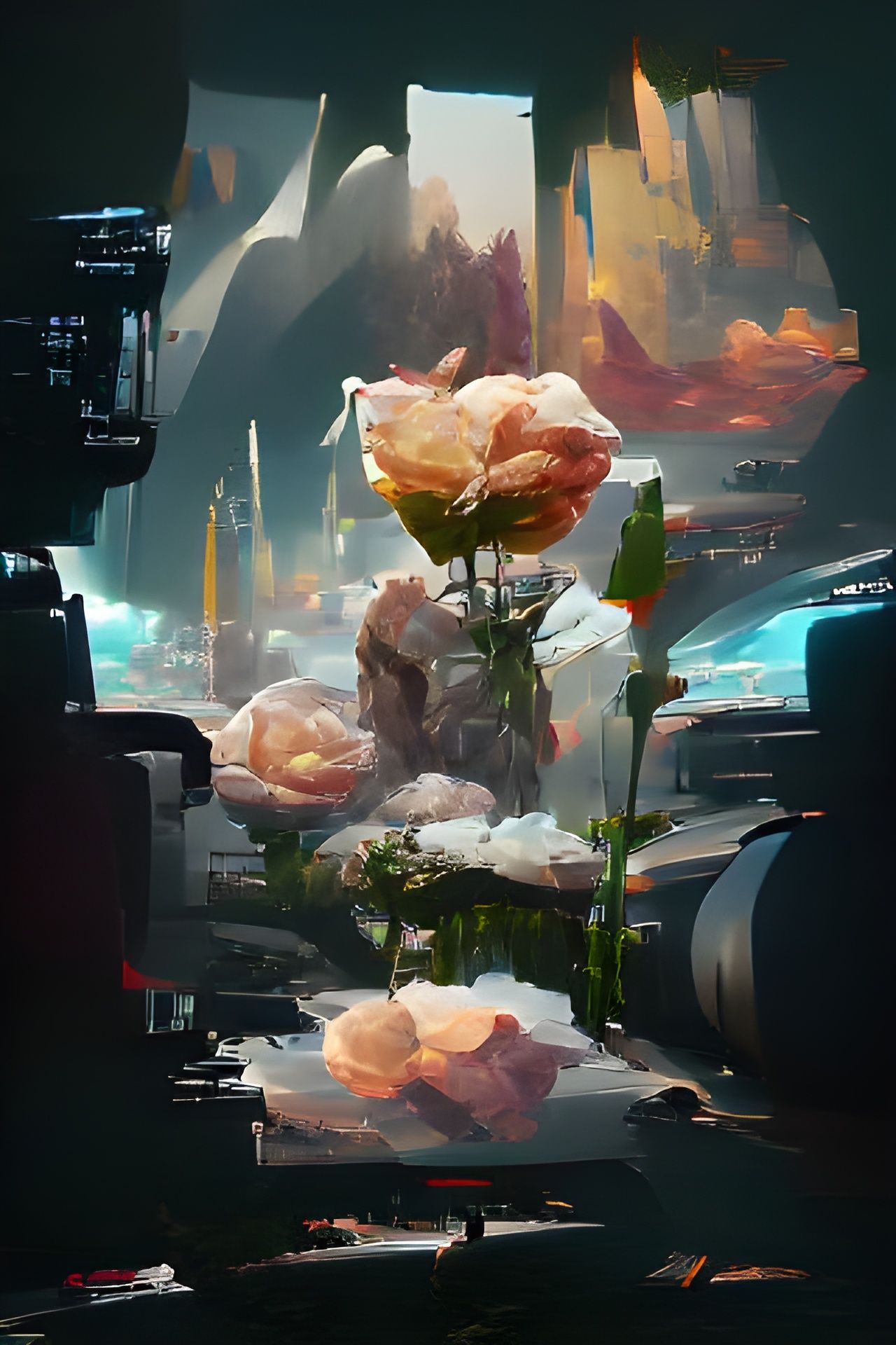 Flower composition, mostly roses