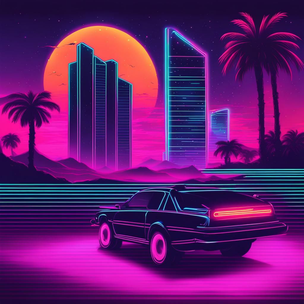 Synthwave Neon Retro - Ai Generated Artwork - Nightcafe Creator