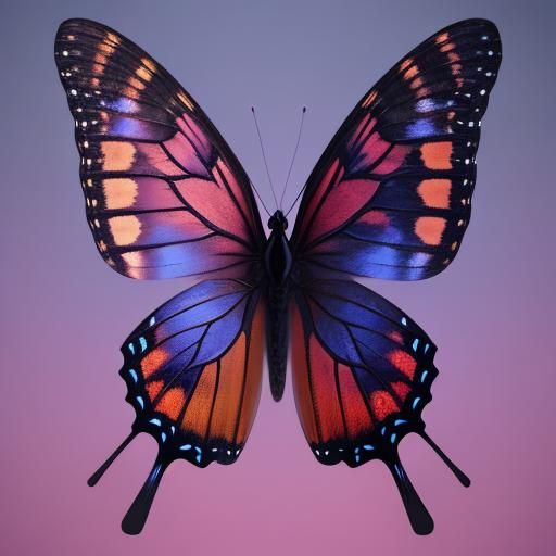 Butterfly on Pink Background, Detailed Matte Painting