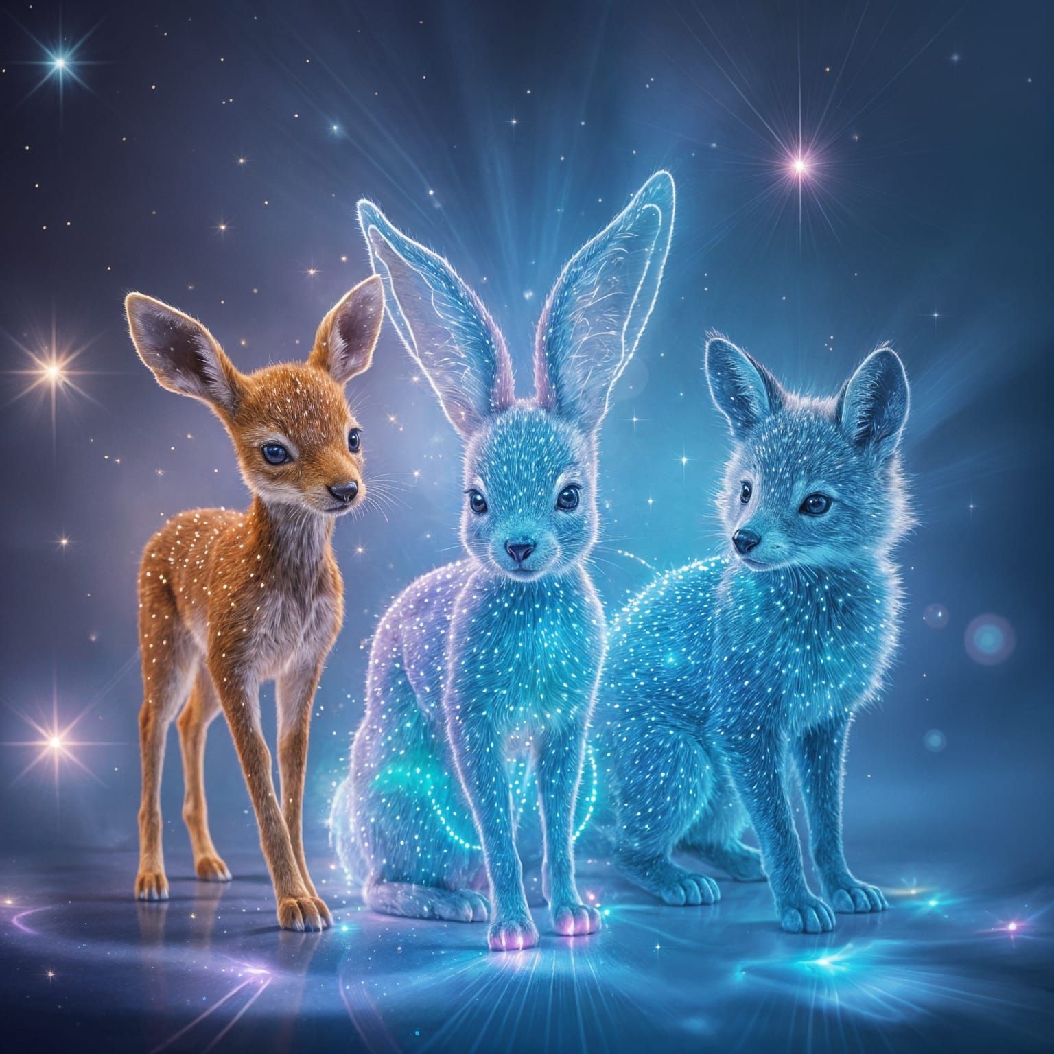 Adorable magically holographic fuzzies   by @Bex