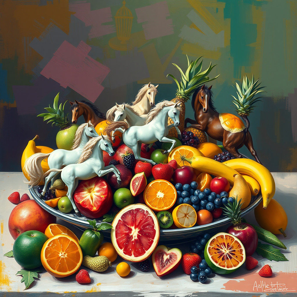 Fruit Salad Stampede: A Surreal Still Life