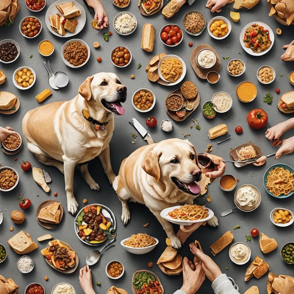 Labrador retriever eating people food