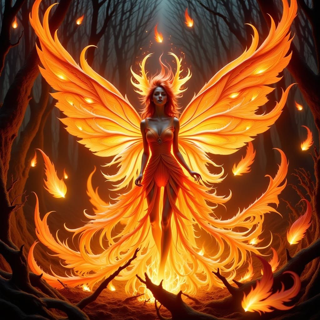 <lora:Flame Dusklings:1.0> Fire fairy folk frolic in a blaze