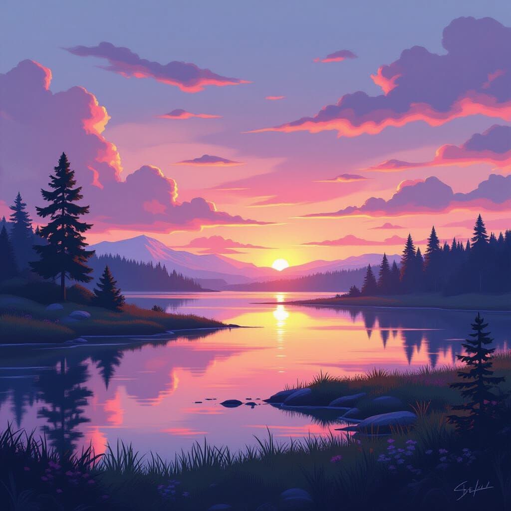 Dreamy Landscape Art with Vibrant Colors