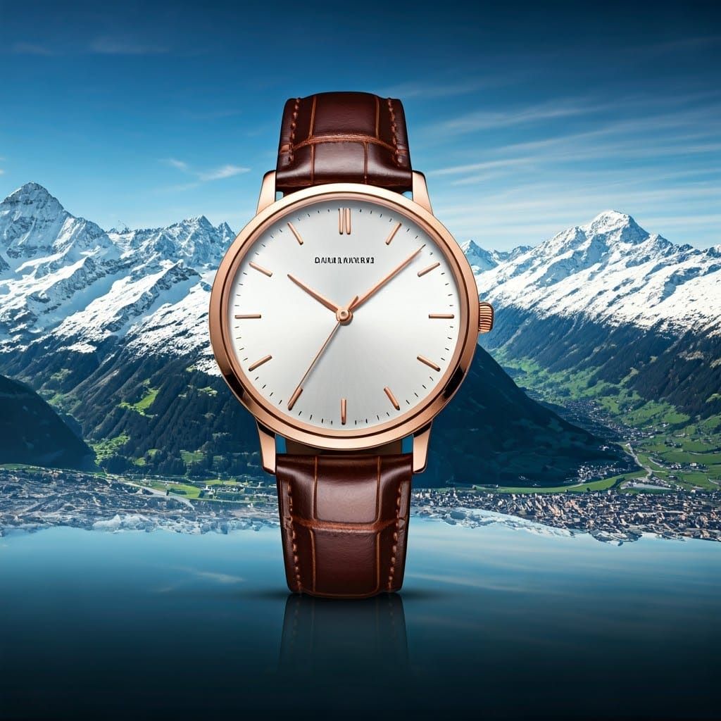 Elegant Wristwatch Amidst Swiss Alps
