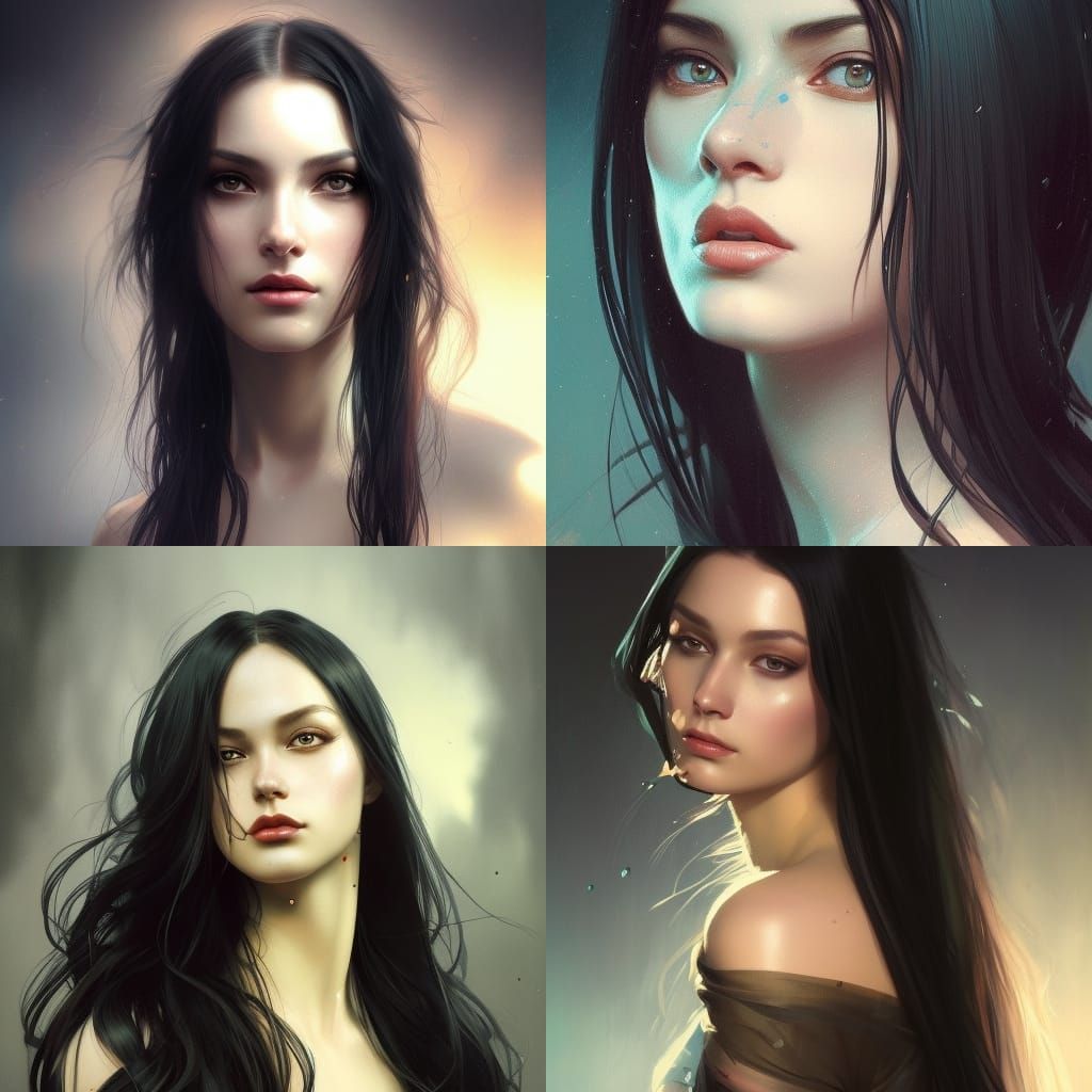 Beautiful woman long black hair - AI Generated Artwork - NightCafe Creator