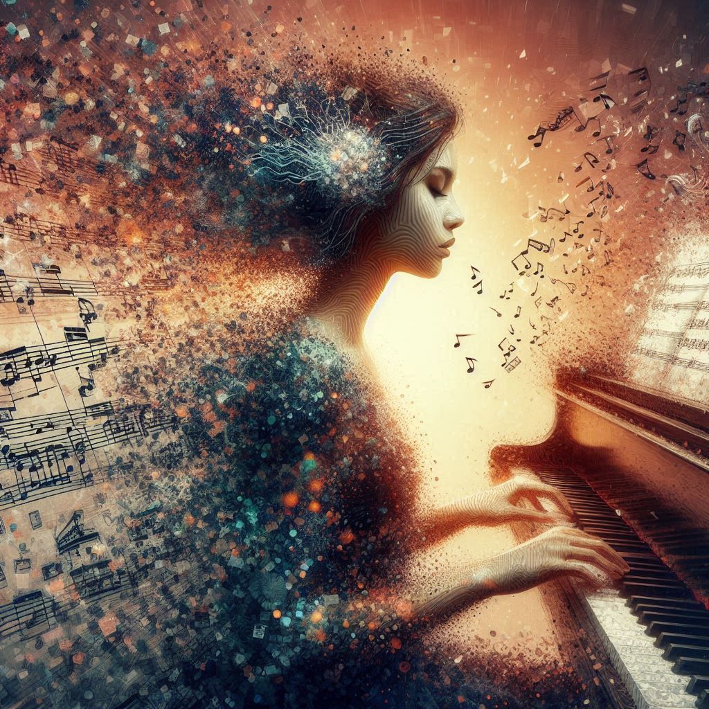 double exposure beautiful fantasy DALL-E 3 portrait landscape..